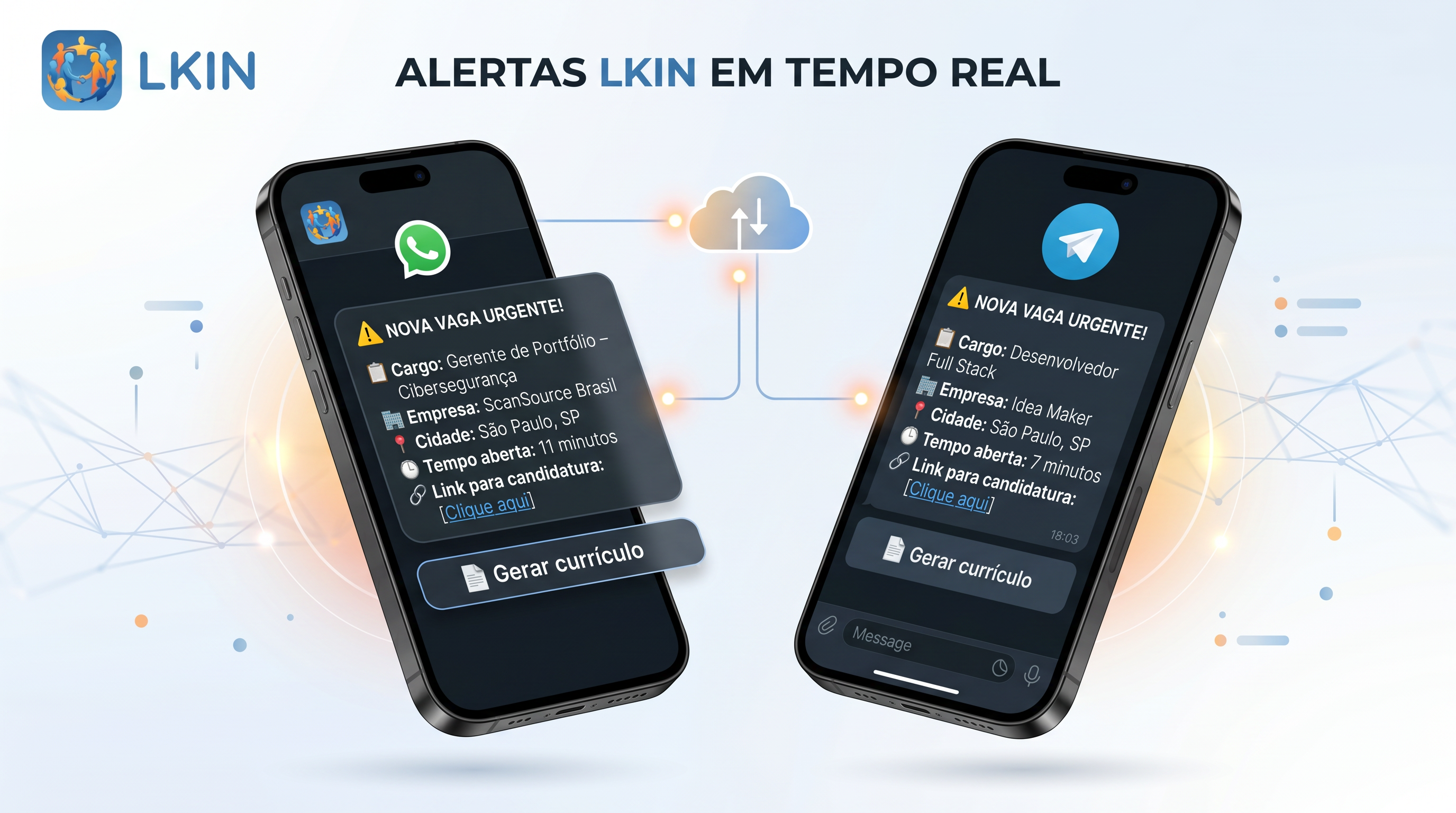 Alerta de vaga em tempo real por WhatsApp e Telegram