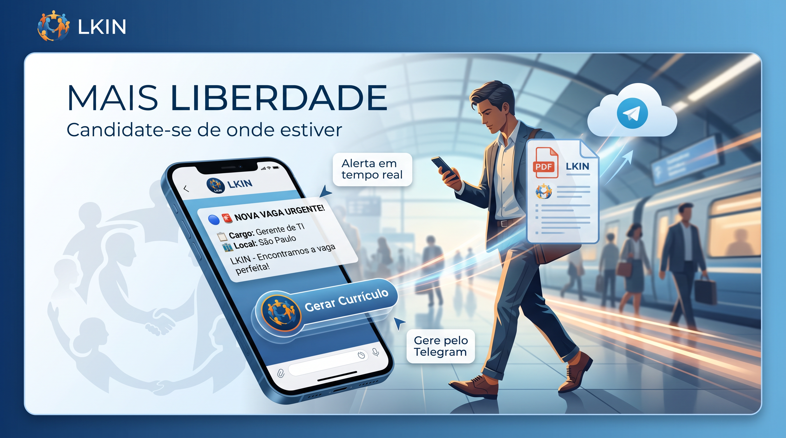 Candidatura mobile via Telegram com LKIN