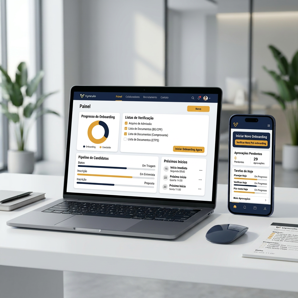 Interface do Vynculo no desktop e mobile