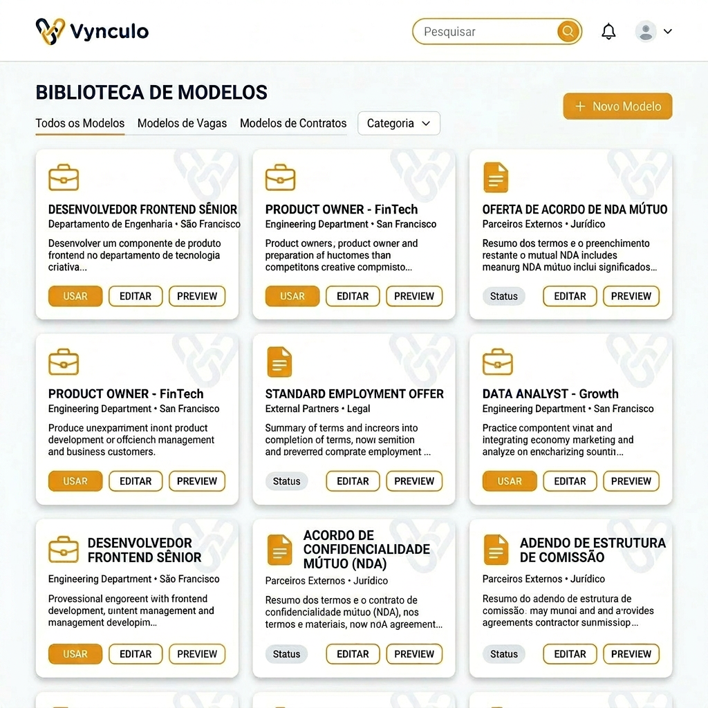 Templates ilimitados de cargos e contratos